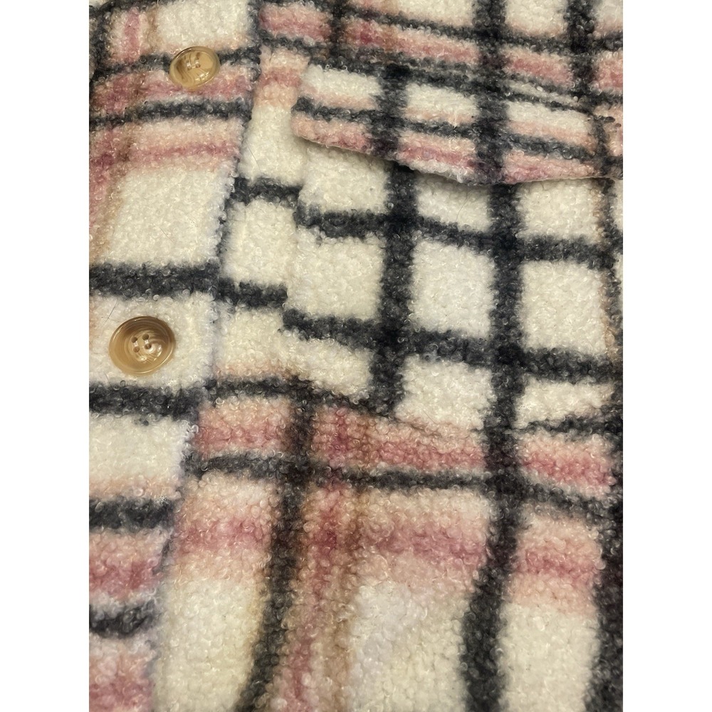 The Sweatshirt Project Shacket Sherpa Plaid Button Up Small Jacket - Picture 2 of 4